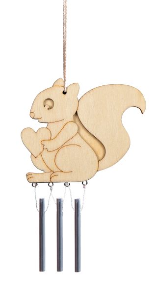 Holz Windklangspiel Eichhörnchen ca. 17x10 cm, 3 Stück