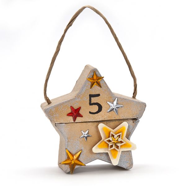 Paper Art Dose zum Hängen Stern 7,5x7,5x4 cm, 6 St.