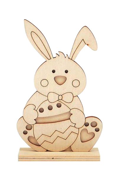 Holz-Stehfigur Hase mit Osterei, ca. 15 cm