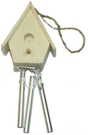 Holz Windklangspiel Vogelhaus ca.14X6X4cm, 1 Stück