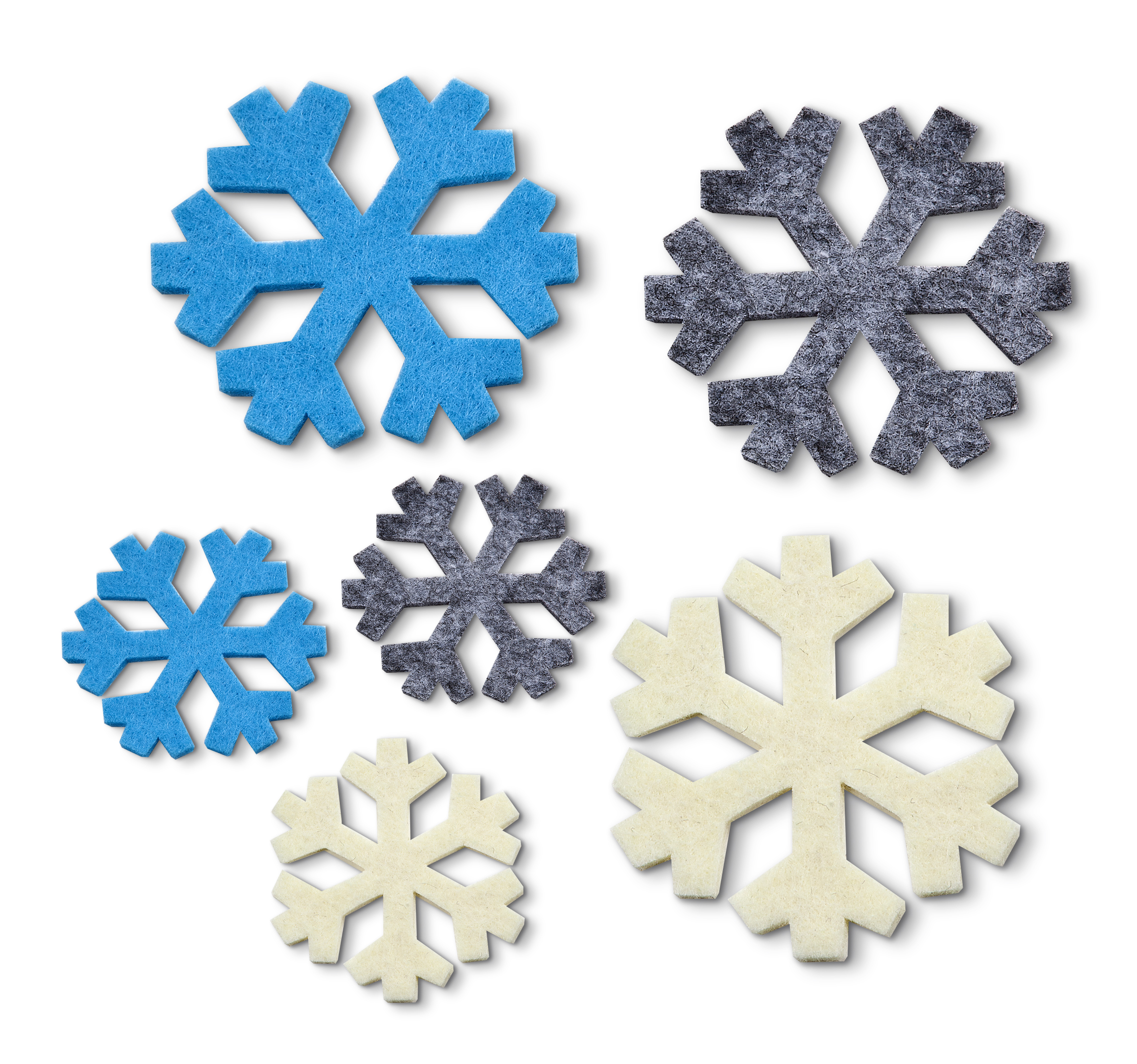 Filz Stanzteile Schneeflocken, 3mm, 141 Stück | Textiles und Zubehör
