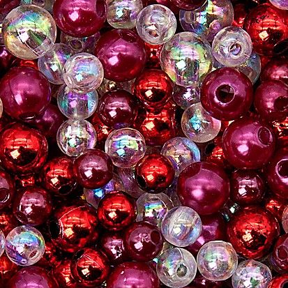 Dekoperlen metallic 6/8 mm, red-ice-Mix, 250 g