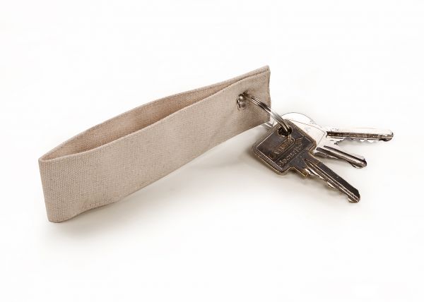 Baumwoll Schlüsselanhänger, 12x3cm, natur, 3 St.