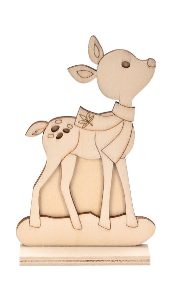 Holz-Stehfigur Reh, ca. 15 cm