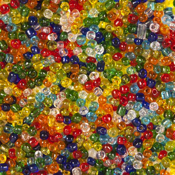 Rocailles 4 mm transparent 300 g, farbig sortiert