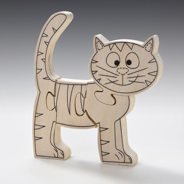 Holz-Puzzle Katze, 15x12cm, 1 Stück