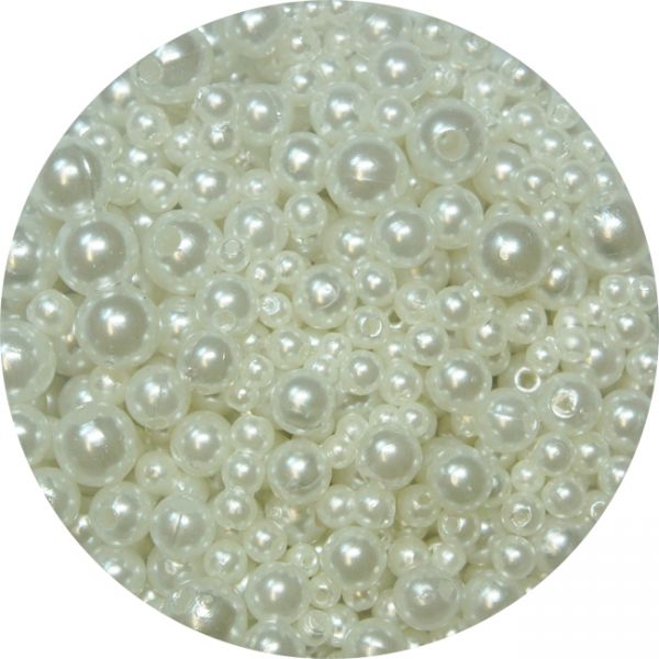 Dekoperlen uni, 3-8mm, weiß, 80g, ca.2.000 Stück
