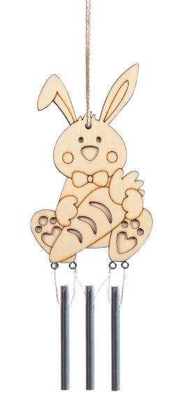 Holz Windklangspiel Hase ca. 19x7 cm, 3 Stück