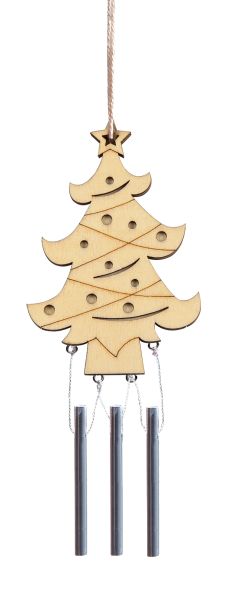 Holz Windklangspiel Tannenbaum 10x6 cm, 3 Stück
