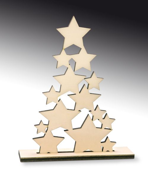 Holz-Weihnachtsbaum "Sterne", zum Stecken, 2-teilig, 18 cm Hoch