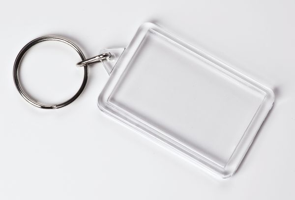 Schlüsselanhänger Acryl, Rechteck 3,5x5 cm, 2 St., SB
