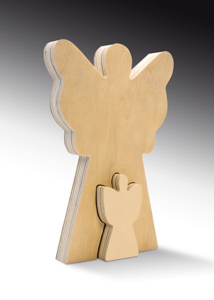 Holz-Engel 2 in 1, Höhe ca. 20 cm, Breite ca. 14,3 cm Stärke: 2 cm
