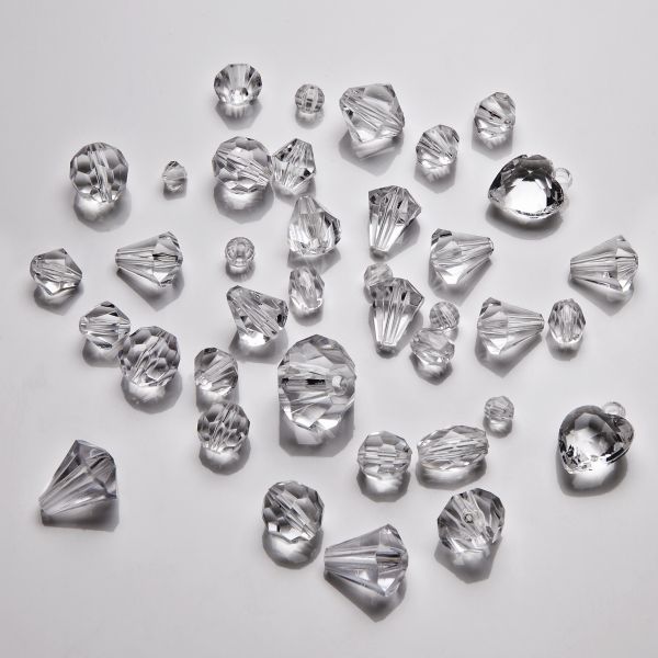 Acryl Schmuck-Diamanten transparent klar verschiedene Größen und Formen 250 Stück