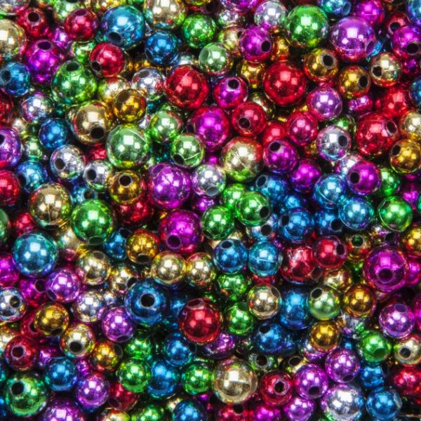 Dekoperlen metallic 6/8 mm, bunt, 250 g
