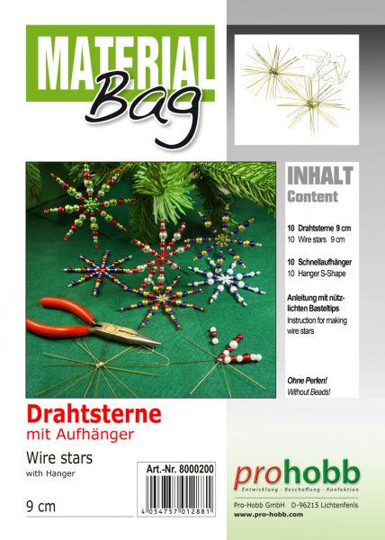 Material-Bag Drahtsterne, 9cm Ø, 10 St. mit Aufhänger