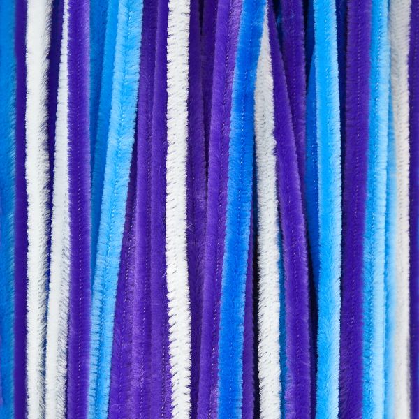 Pfeifenputzer 9x500 mm, blau-Töne, 100 St.