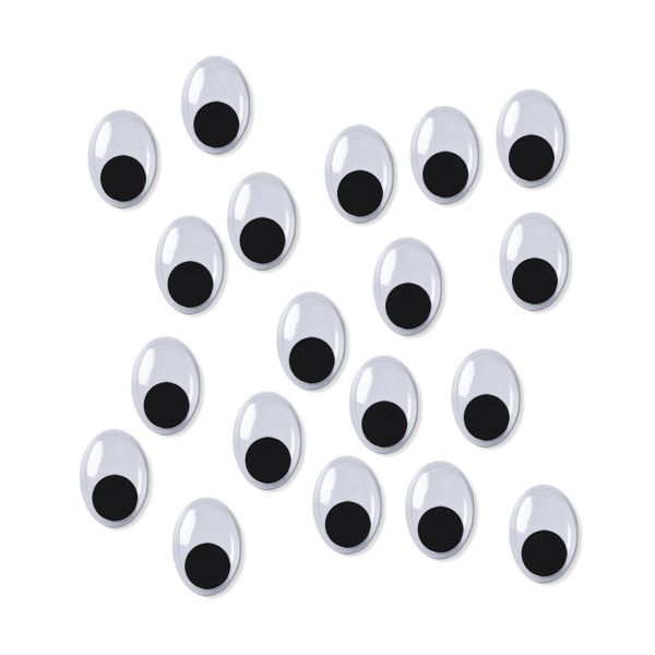 Wackelaugen oval, 7x5 mm s/w, zum Kleben, 100 Stück