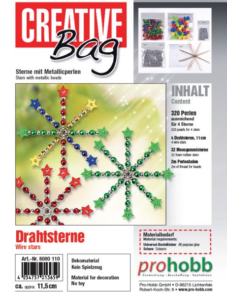 CREATIVEbag Drahtsterne, bunt, 11cmØ, für 4 Sterne