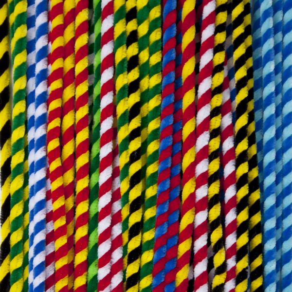 Pfeifenputzer gestreift, 9x500 mm 10-farbig sortiert, 100 Stück