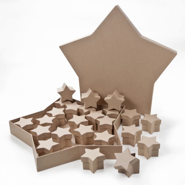 Paper Art – Set "Stern", mit 24 Sternen, je 7x7x4cm, 1 Set