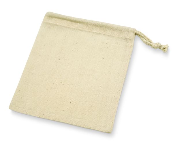 Baumwoll Beutel mit Kordelzug oben, 20x17 cm, natur