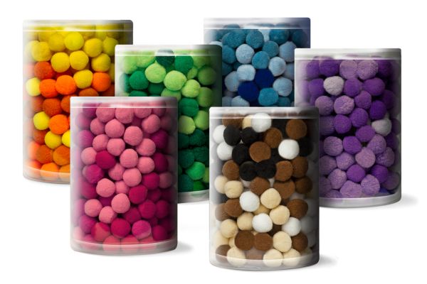 Pompons 20 mm, 6 Farbtöne, 1500 Stück