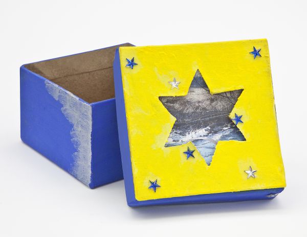 Paper Art Fotodose quadratisch mit Stern 8,5x8,5x5 cm