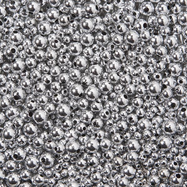 Dekoperlen metallic, 3-8mm, silber, 80g, ca.2.000 Stück