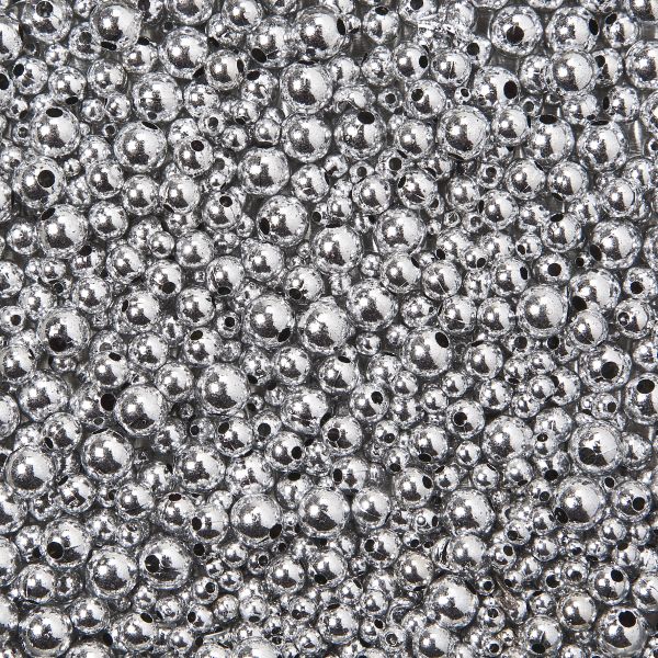 Metallicperlen-Mix, 3-8mm, silber, 80g, ca.2.000 Stück