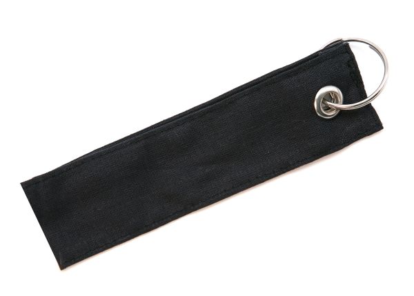 Baumwoll Schlüsselanhänger 12x3 cm, schwarz mit Schlüsselring ca. 25 mm, 3 Stück