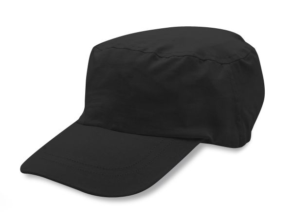Baumwoll-Schirmmütze mit Gummizug, schwarz