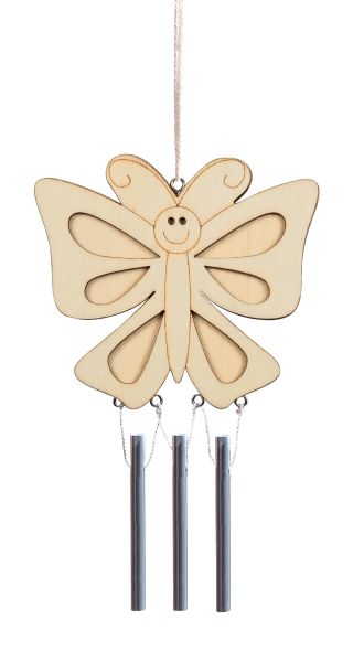 Holz Windklangspiel Schmetterling, ca. 17x10 cm, 3 Stück