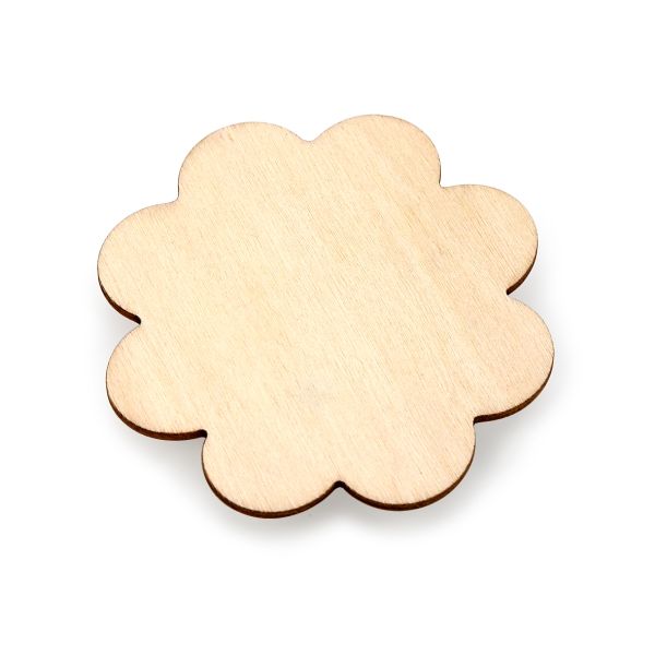 Holz Button Blume, blanko, ca. 9x9 cm