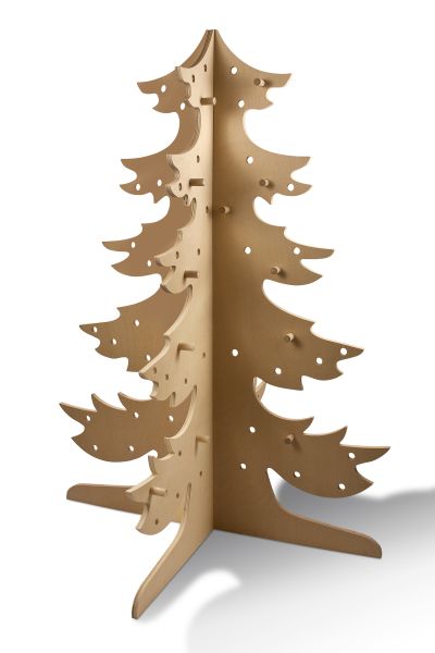 Holz-Weihnachtsbaum 2-teilig, 110 cm Ø 80 cm, mit 84 Löcher und 24 Stäbchen