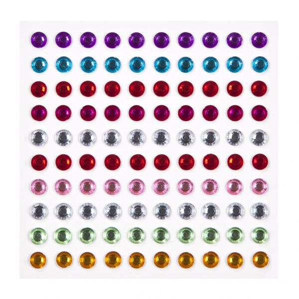 3D-Sticker-Mix selbstklebend, Chantonsteine rund, 100 St. bunt sortiert