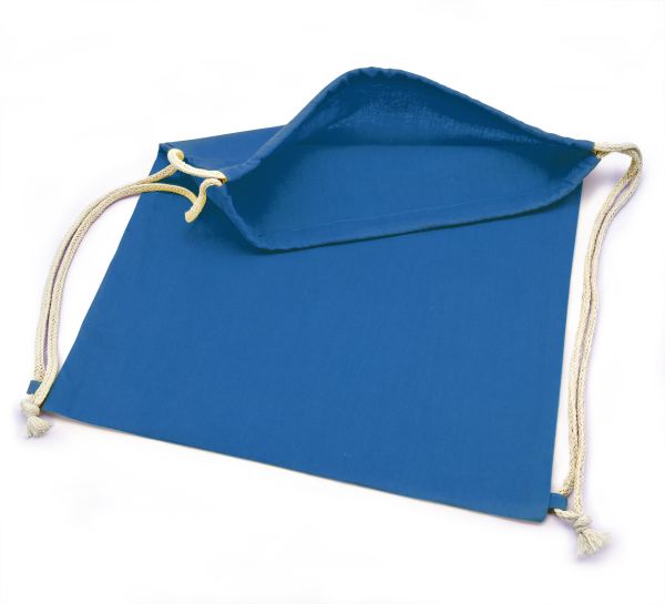 Baumwoll Schuhbeutel mit Kordelzug seitlich, 40x35 cm blau