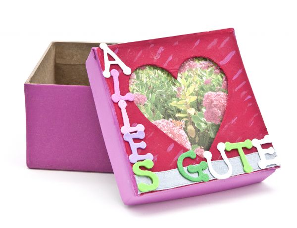 Paper Art Fotodose quadratisch mit Herz 8,5x8,5x5 cm