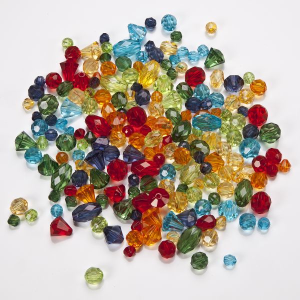 Acryl Schmuck-Diamanten, verschiedene Größen und Formen, transparent bunt, 250 Stück