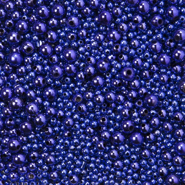 Metallicperlen-Mix, 3-8mm, blau, 80g, ca.2.000 Stück