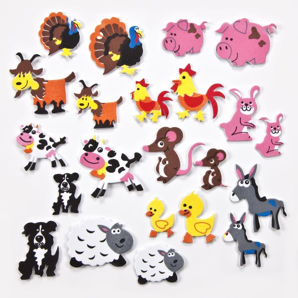 Moosgummi-Sticker Tiere Bauernhof, 35-40mm, 60 St.