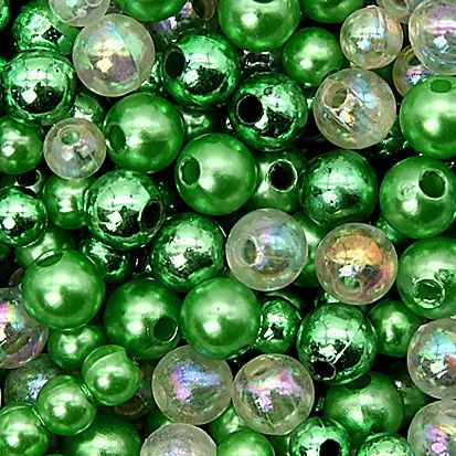 Dekoperlen metallic 6/8 mm, green-ice-Mix, 250 g