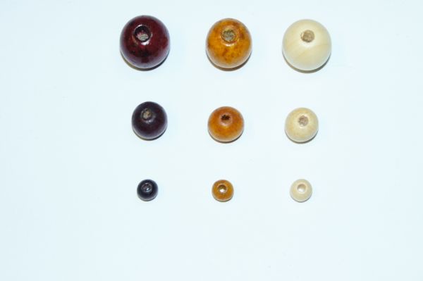 Holzperlen B-Qualität, 6/10/15mm, naturtöne, 100g