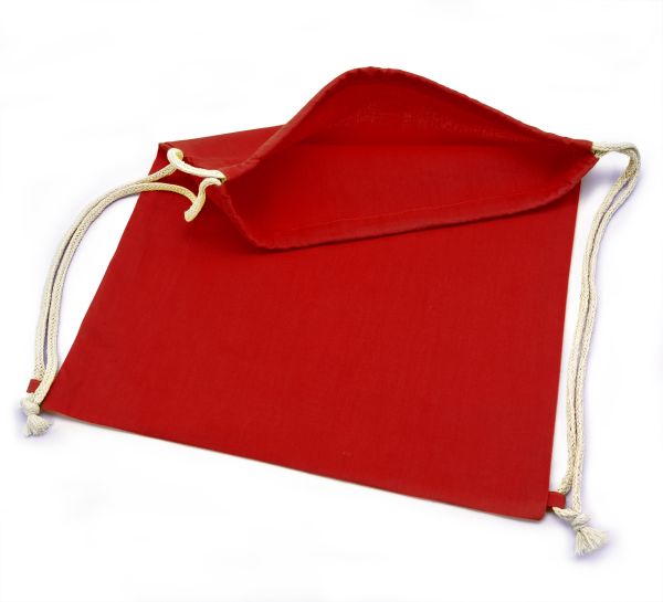 Baumwoll Schuhbeutel mit Kordelzug seitlich, 40x35 cm rot