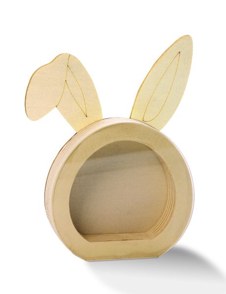 Holzbox Osterhase mit Acrylglas, Öffnung Rückseite, 11,2x2,5x14,5 cm